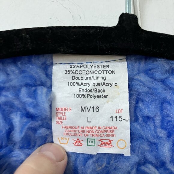 Vintage Blue Faux Fur Lined Vest Mens L Navy Blue Full Zip Workwear Made Canada - Picture 2 of 9